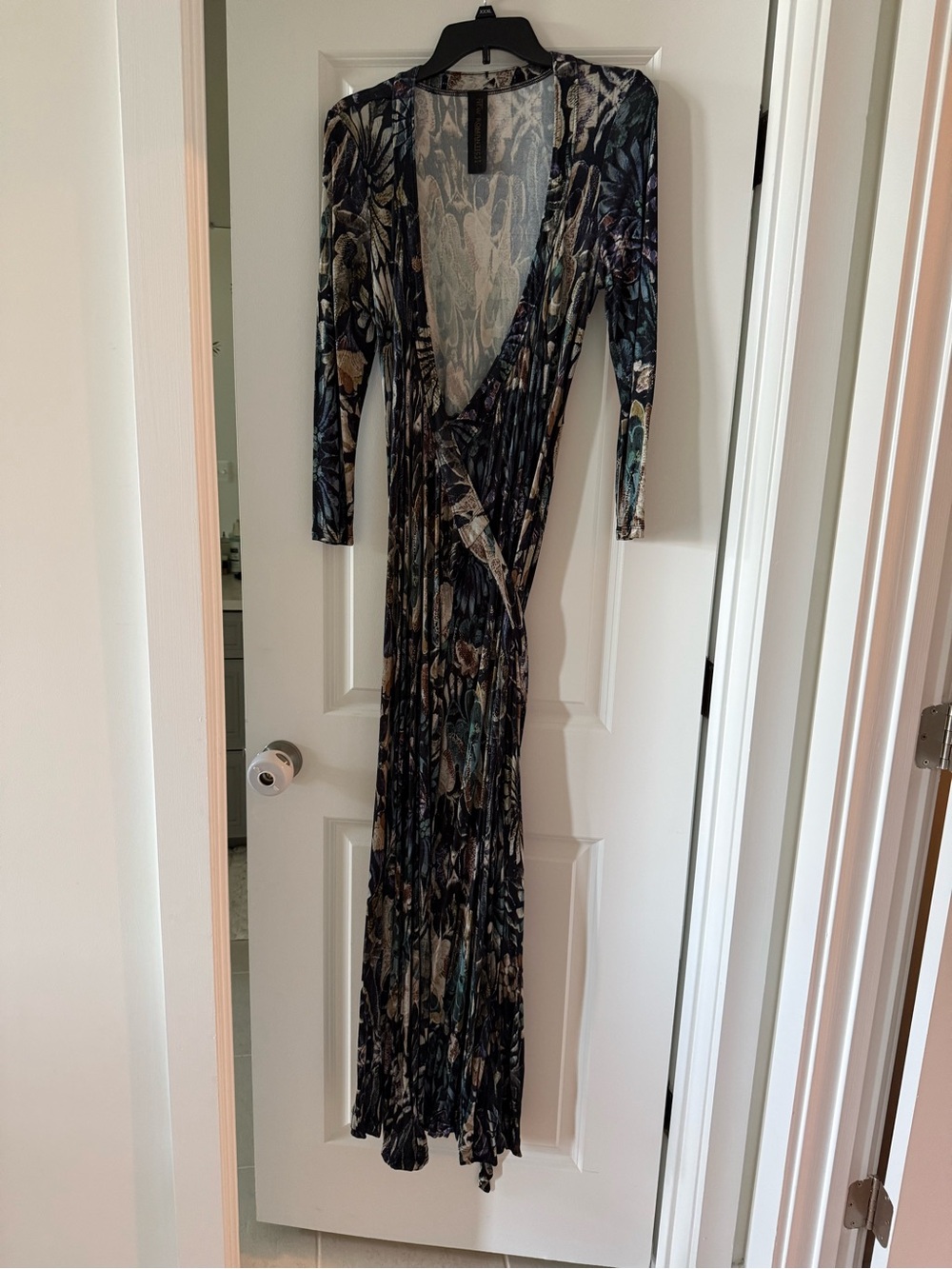 Free People Floral Wrap Maxi Dress in Teal, Black and Cream